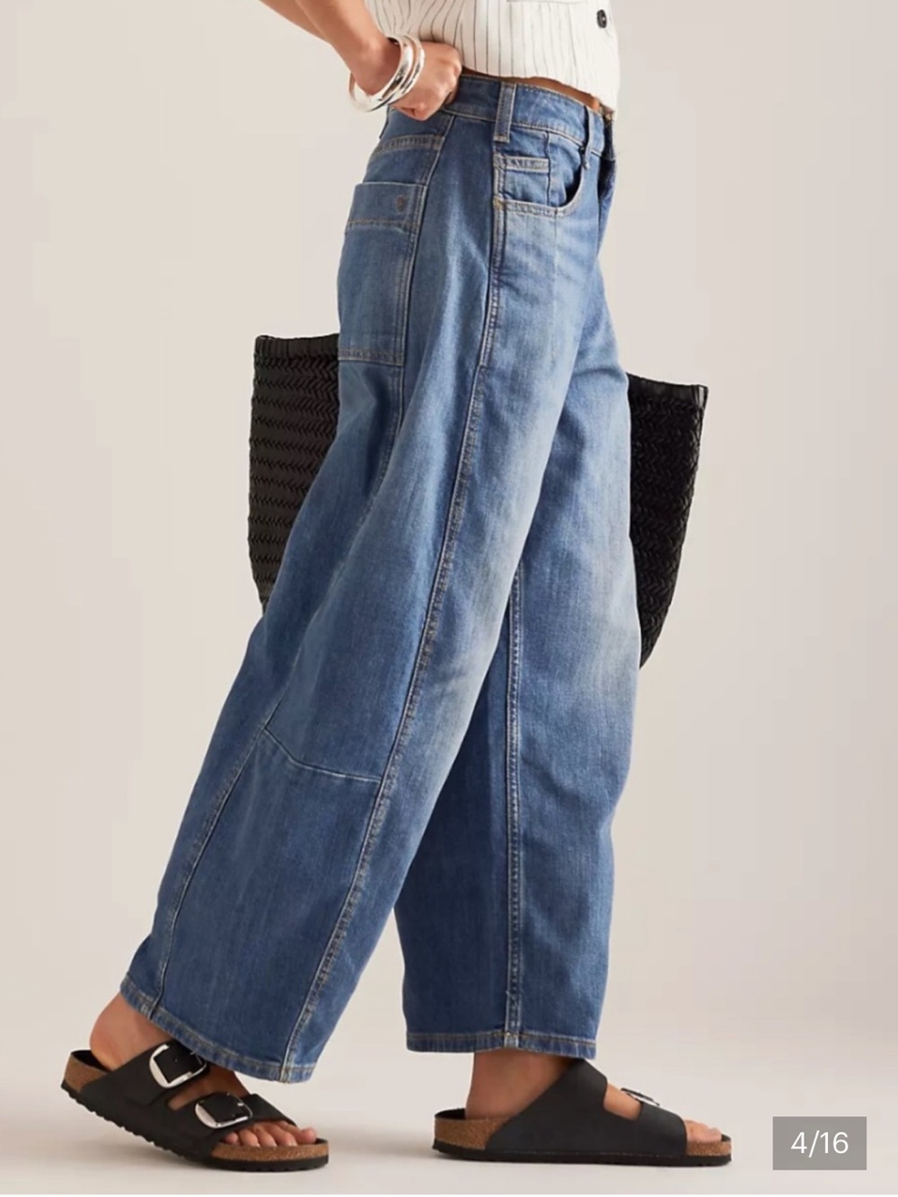 Pilcro Anthropologie Kenna Mid Rise Barrel Denim Jeans in Blue Wash 33 - Picture 5 of 13